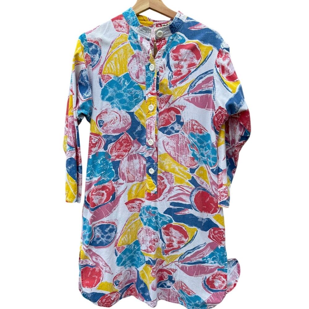 Vintage 80s Seashell colorful dress Size Medium